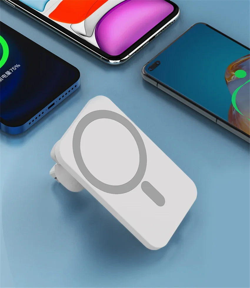 حامل هاتف لاسلكي مغناطيسي صغير للسيارة، مناسب لأجهزة iPhone 17 و16 و15 و14 و13 و12 Pro Max، محطة شحن سريعة للسيارة