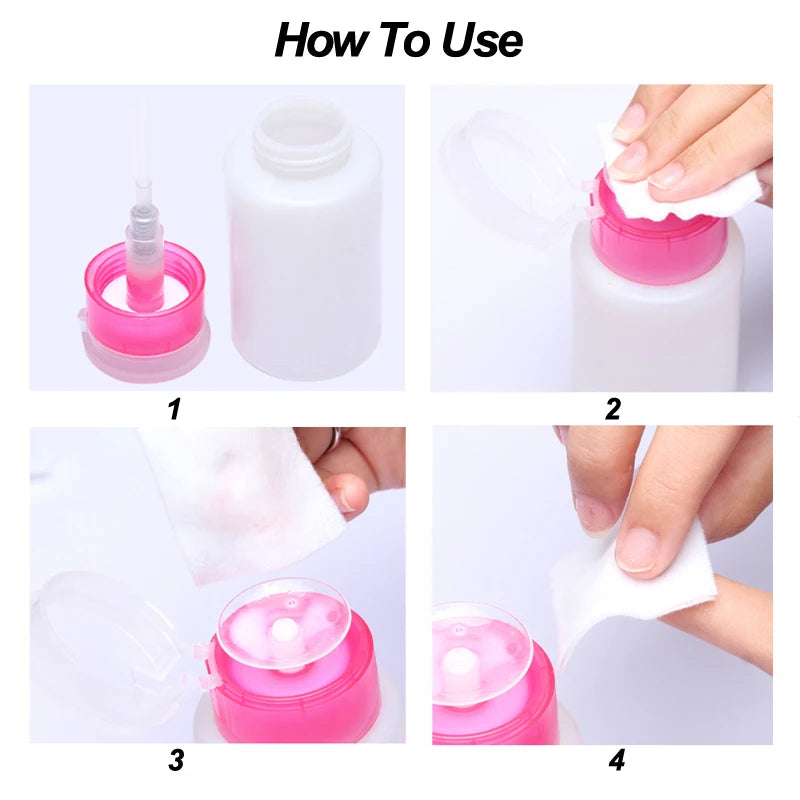 Empty Nail Art Polish Clean Bottle Clear Pump Dispenser Liquid UV Gel Polish Dirty Cleanser Remover Bottle Tools Pink Black