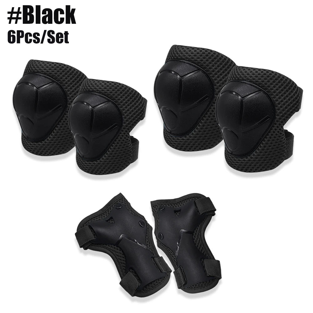 6PCS Kids Protective Gear Set Knee Pads for  3-14 Years Toddler Knee & Elbow Pads with Wrist Guards 3 in 1 for Skating Cycling