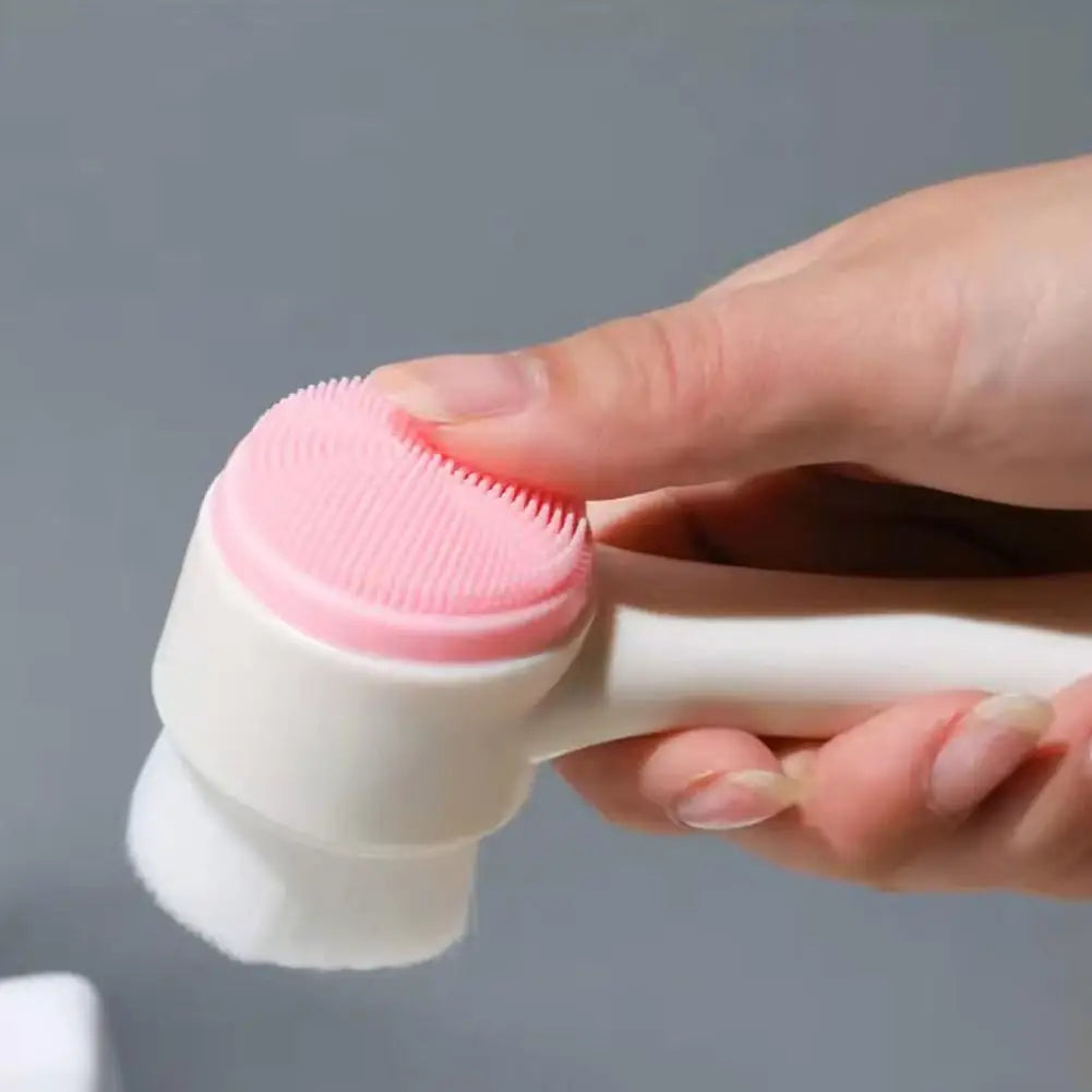 3D double sided silicone Face Cleansing Brush Soft Bristles Exfoliator Gentle Face washing and scrubbing tool