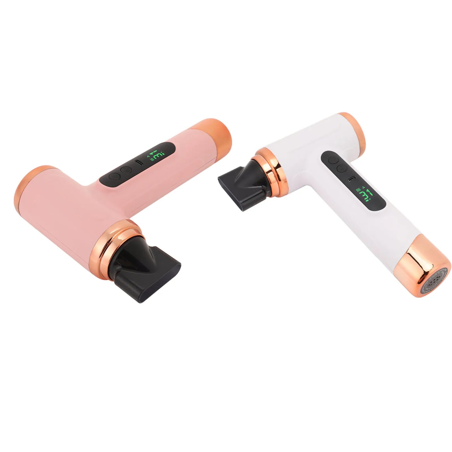 Portable Hair Dryer USB Charging Ergonomic Grip Hot and Cold Air Hair Dryer 200W Fast Drying Lightweight with Nozzle for Travel
