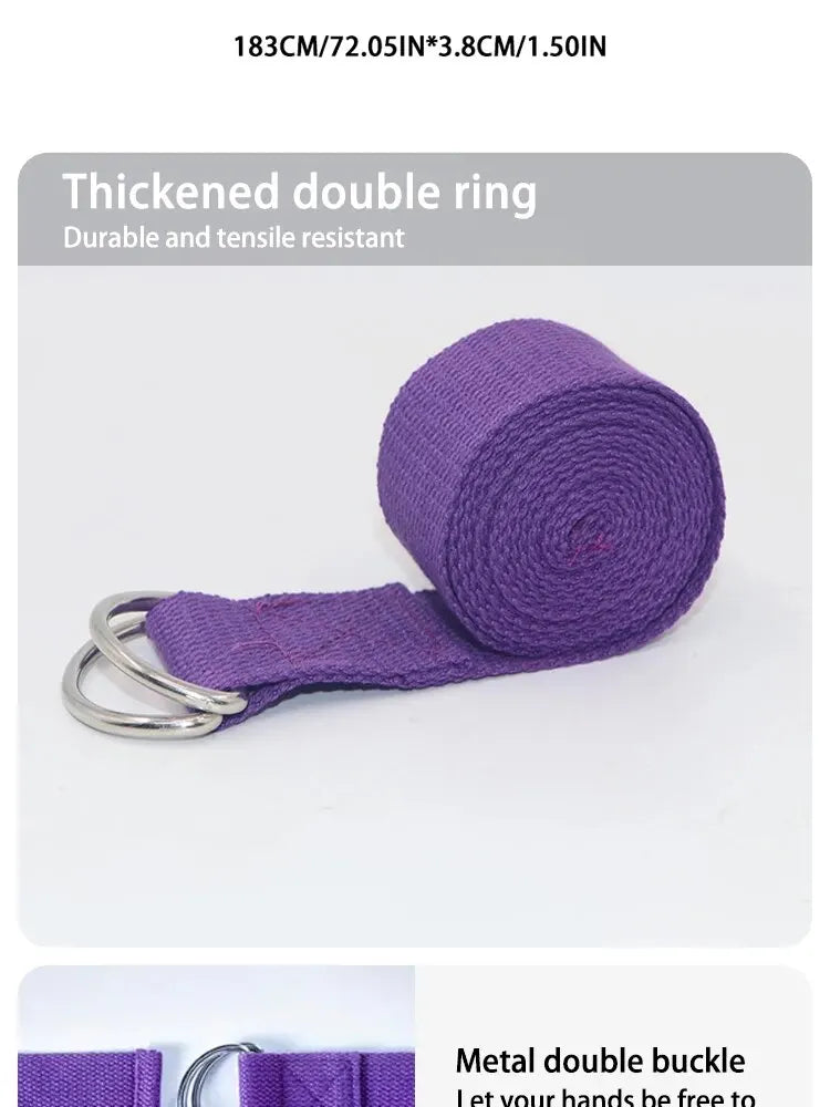 1Pc Yoga Strap For Yoga Pilates Ballet Dance With Adjustable D-Ring Buckle Cotton Yoga Belt For Fitness Daily Stretching