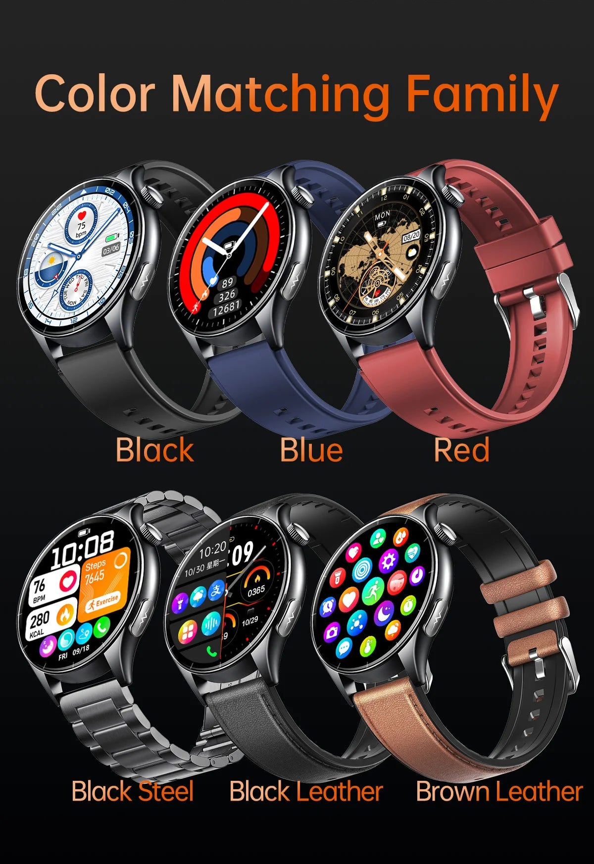 2025 New NFC+ECG+PPG Health Smart Watch BMI Fat Heart Rate Blood Pressure Watch 380mAh BT Call IP68 Waterproof Sports Bracelet