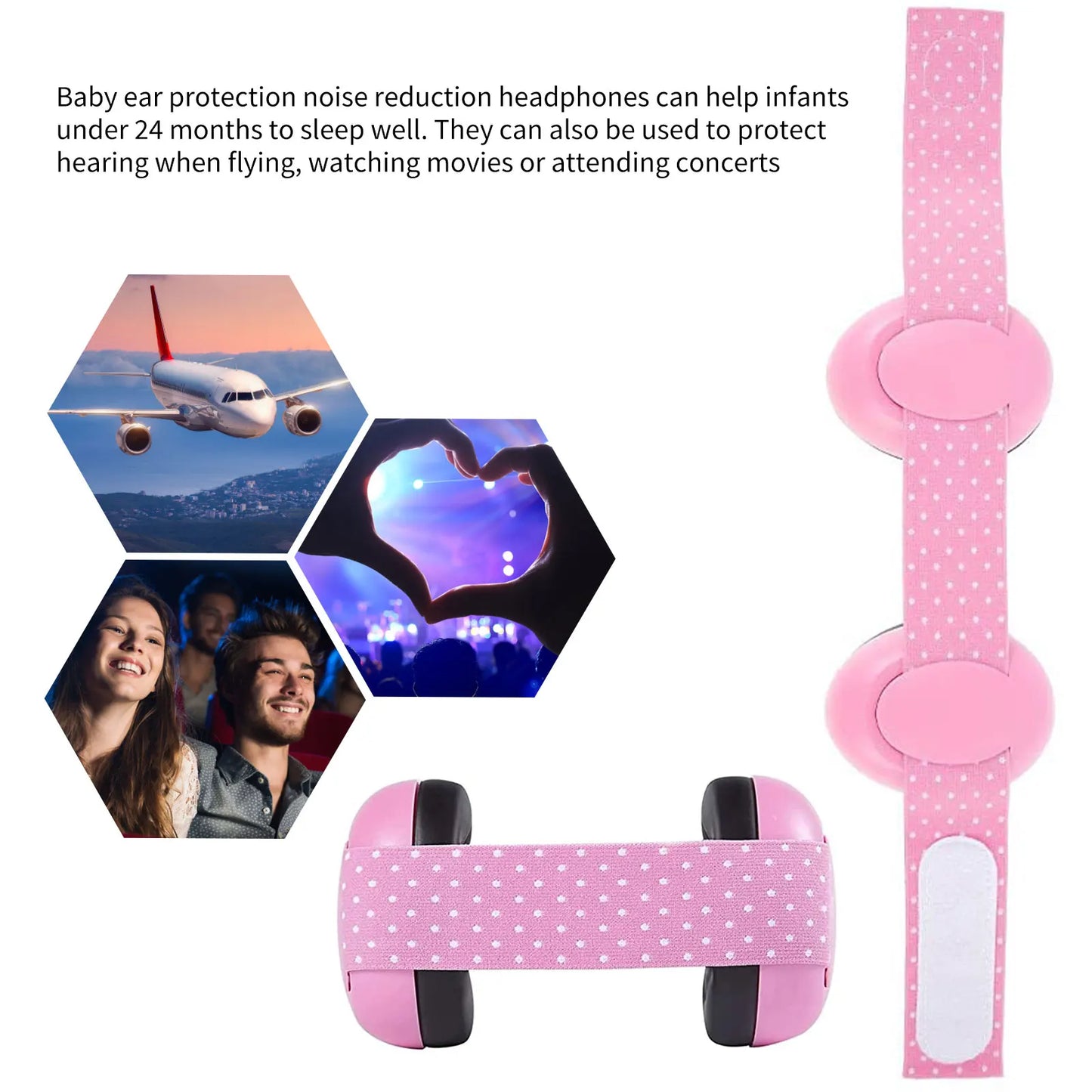 Infant Ear Muffs Noise Cancelling Soft Padded Design Baby Ear Protection Headphones with Elastic Headband