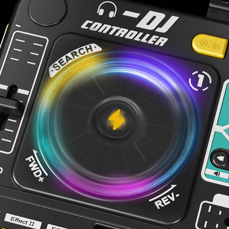 Kid Electricity DJ Mixer with Microphone Electronic Piano Keyboard DJ Turntable Controller Turntable Instrument Kid Birthday Gif