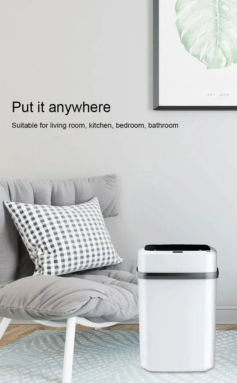 Bathroom sensor trash can, kitchen trash can, 13L large capacity, bathroom smart trash can, fully automatic smart trash can.