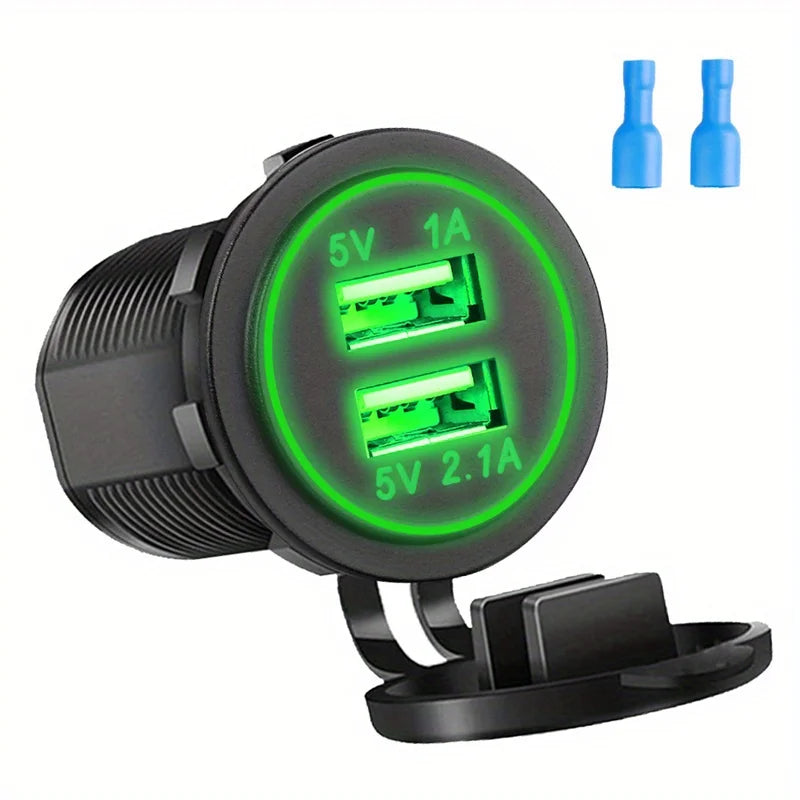 Dual USB Car Charger 3.1A Mobile Phone Charger with LED Waterproof Power Socket Suitable for Vehicle Modification Charger