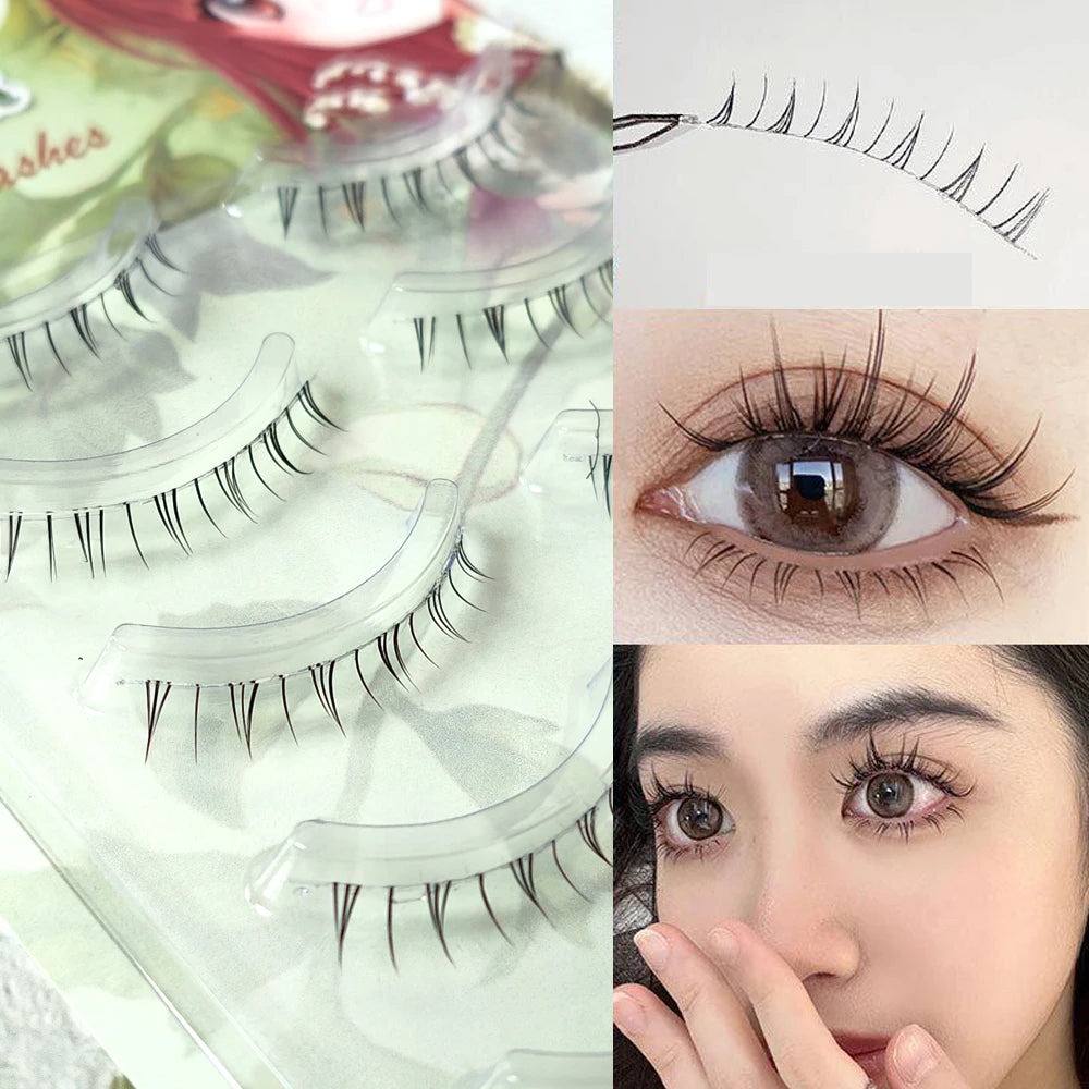 ICYCHEER Makeup Bottom Eyelashes Kit 5 Pairs 3D Natural Looking Under Eye Lashes Extension Lower Eyelash Cosplay