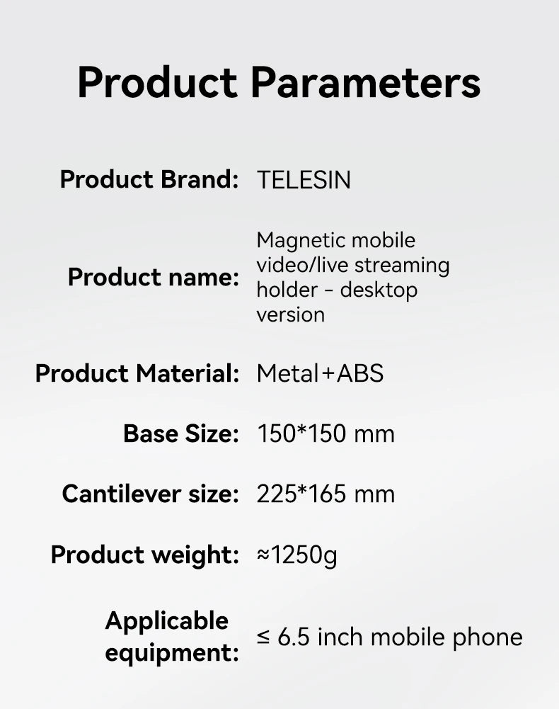 TELESIN Universal Magnetic Mobile Phone Quick Release Photography Stand Holder Aluminium alloy Phone Stand For Smart phone
