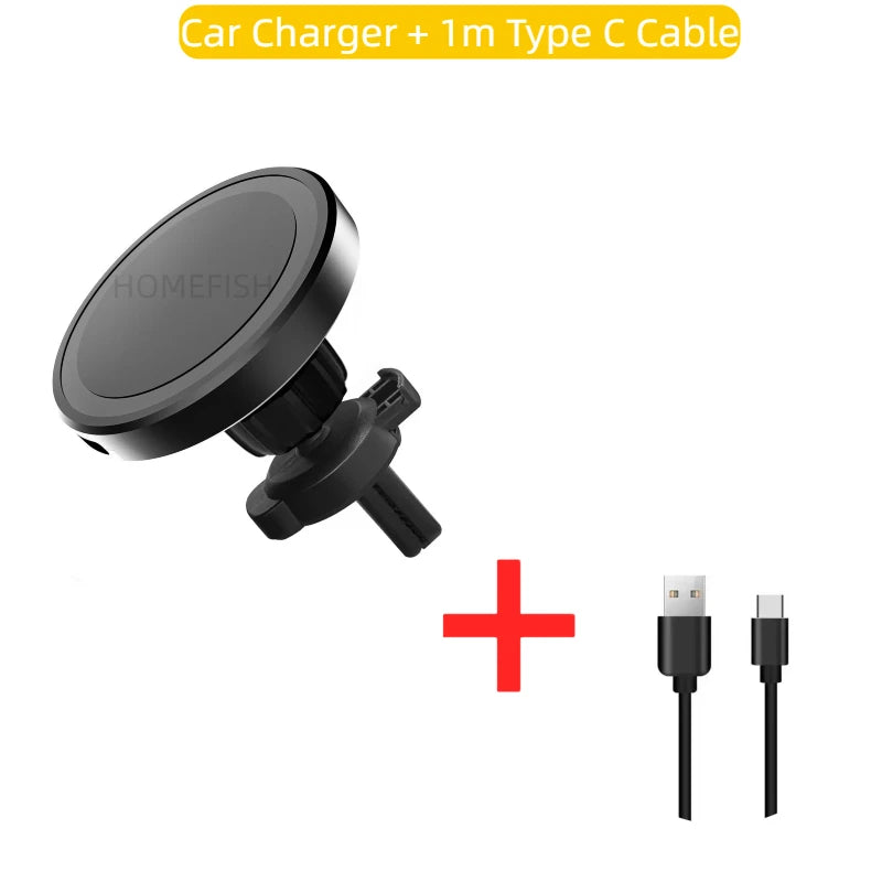 HOMEFISH Magnetic Car Wireless Charger Stand Mobile Phone Chargers Holder For Phone Pad  Watch Earphones Fast Charging Station
