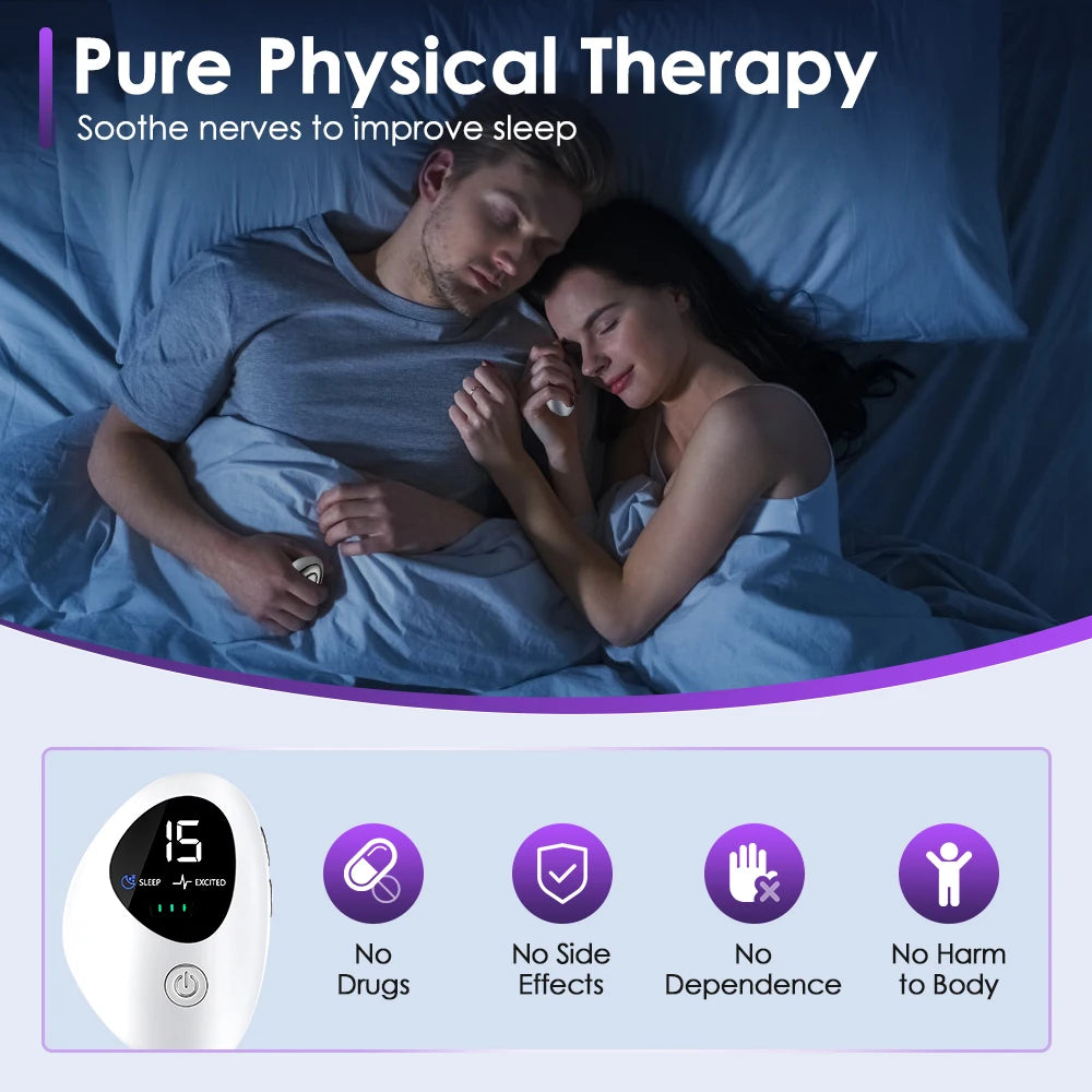 Handheld Sleep Device Mini Portable Sleep Aid Artifact Hypnosis Machine Help Sleep Smart EMS Pulse Stimulation USB Charging