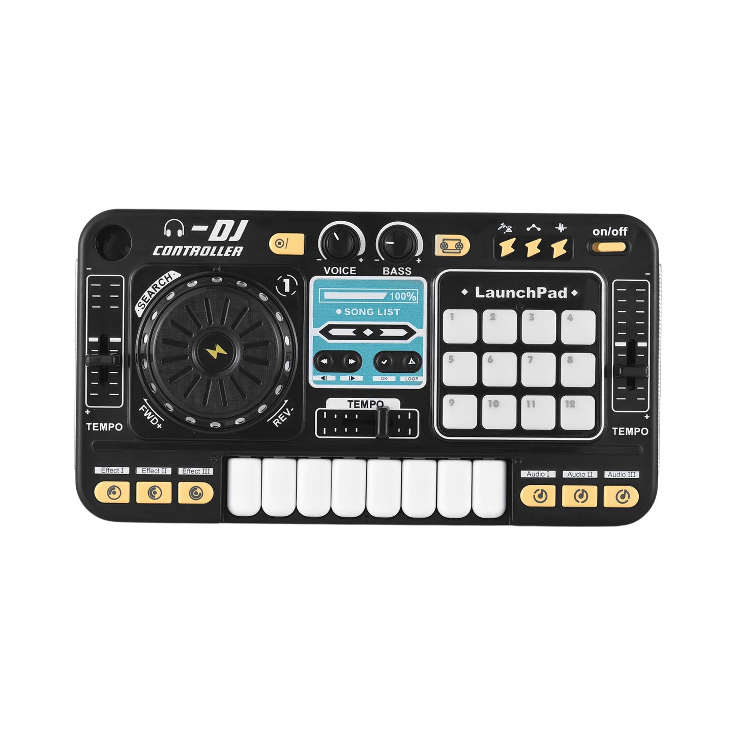 Kid Electricity DJ Mixer with Microphone Electronic Piano Keyboard DJ Turntable Controller Turntable Instrument Kid Birthday Gif