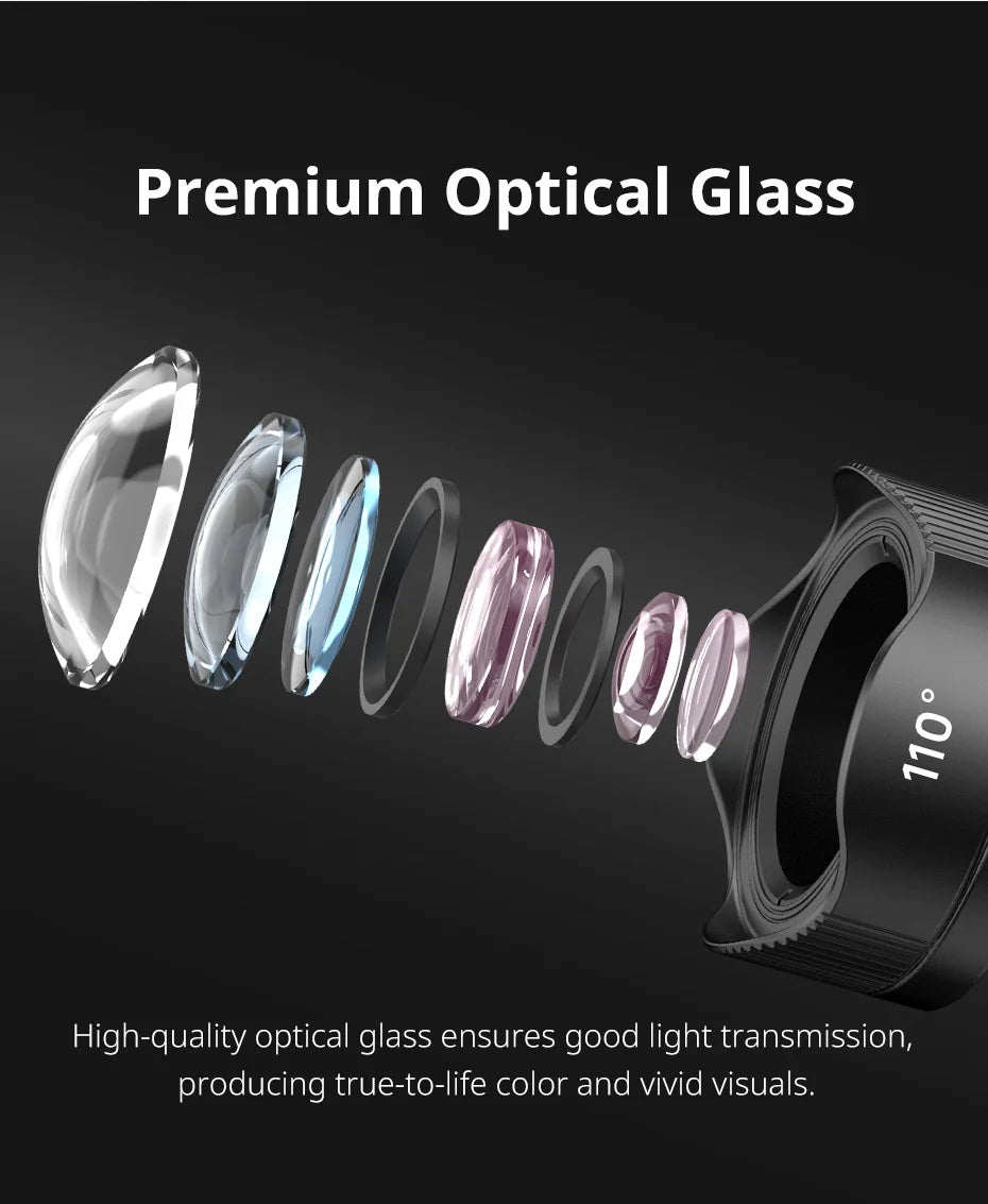 Ulanzi Universal Mobile Lens 75mm Macro/8mm Fisheye/16mm Wide-Angle/60mm Telephoto Phone Lens for Photography Videography
