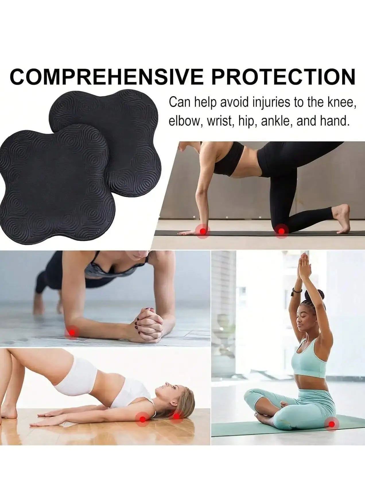2 Pieces Pilates Exercise Non-Slip Yoga Knee Pad - Pilates Workout Durable Portable Thick Cushion Supports Knee Joint Protection