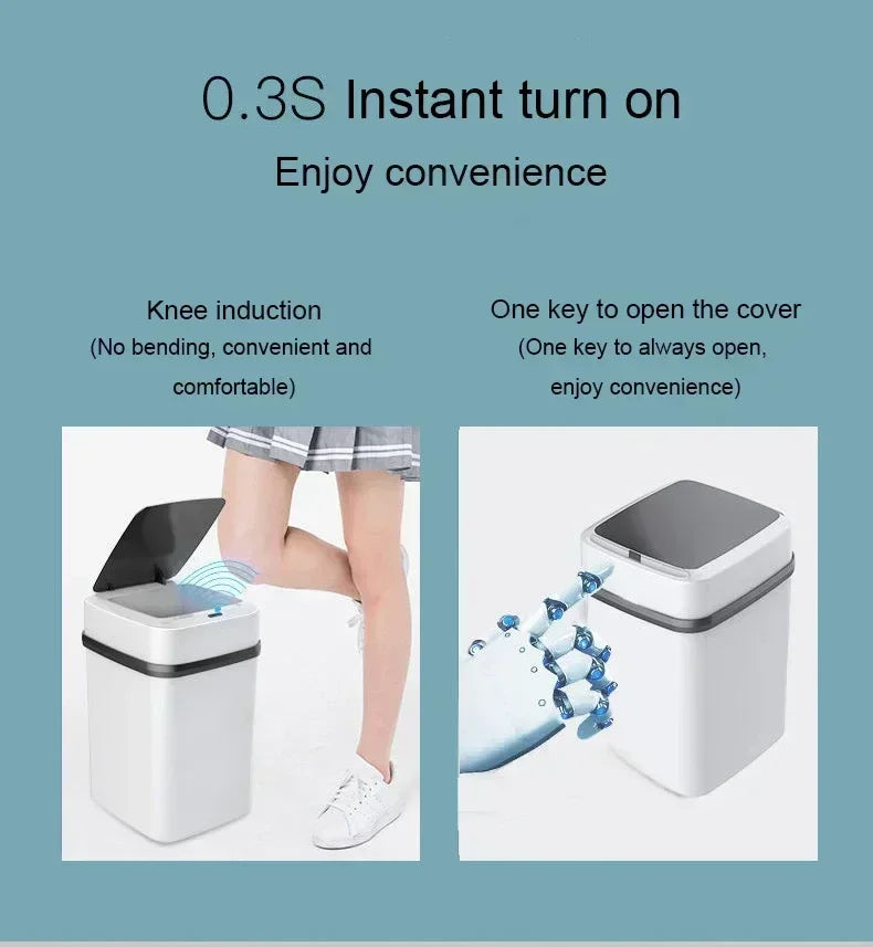 Smart Sensor 13L Trash Can 2025 - Touch-Activated Automatic Lid Bathroom Kitchen Toilet, Waterproof Waste Organizer