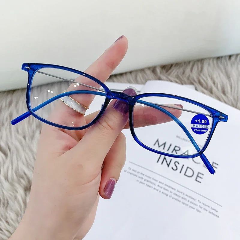 Anti-Blue Light Reading Glasses Full Frame Glasses for men and women radiation protection Square Optical Computer Glasses