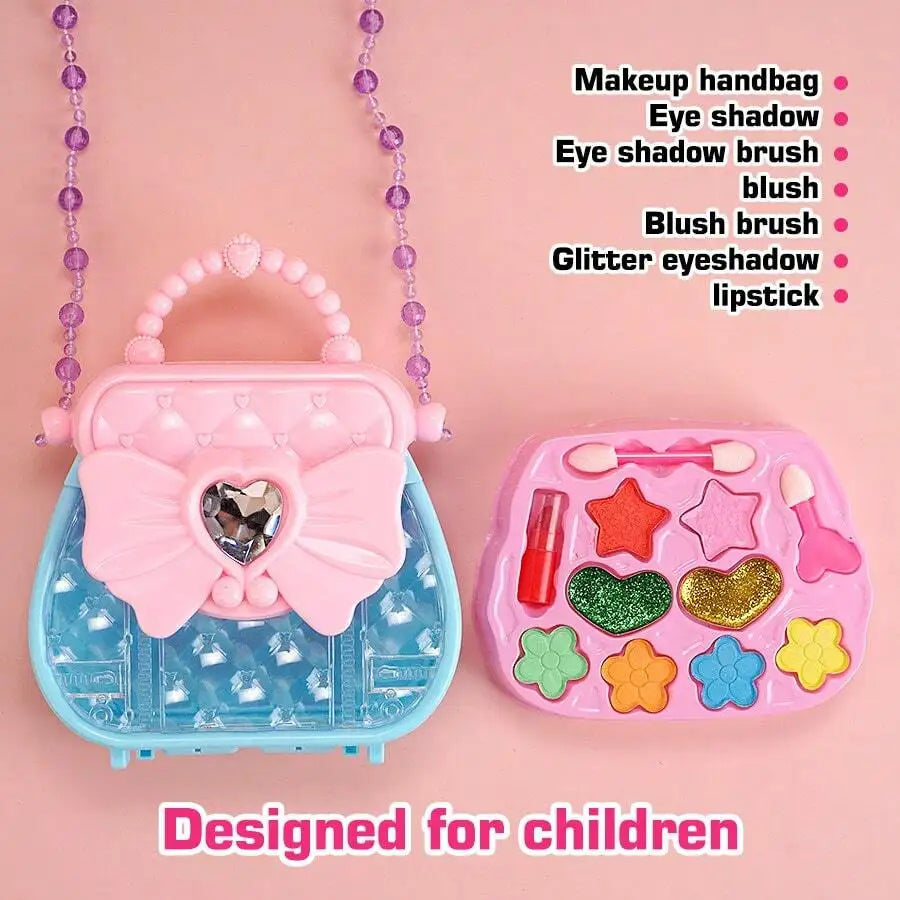 Kids' Dress-Up Toy Set: Makeup Kit, Bowknot Handbag, Jewelry Crossbody Bag | Ideal Gift for Party, Birthday, Christmas