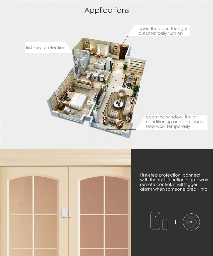 Aqara Smart Door Window Sensor Zigbee Mini Door Sensor Wireless Connection Alarm Smart Home for Mijia Mi Home Gateway HomeKit