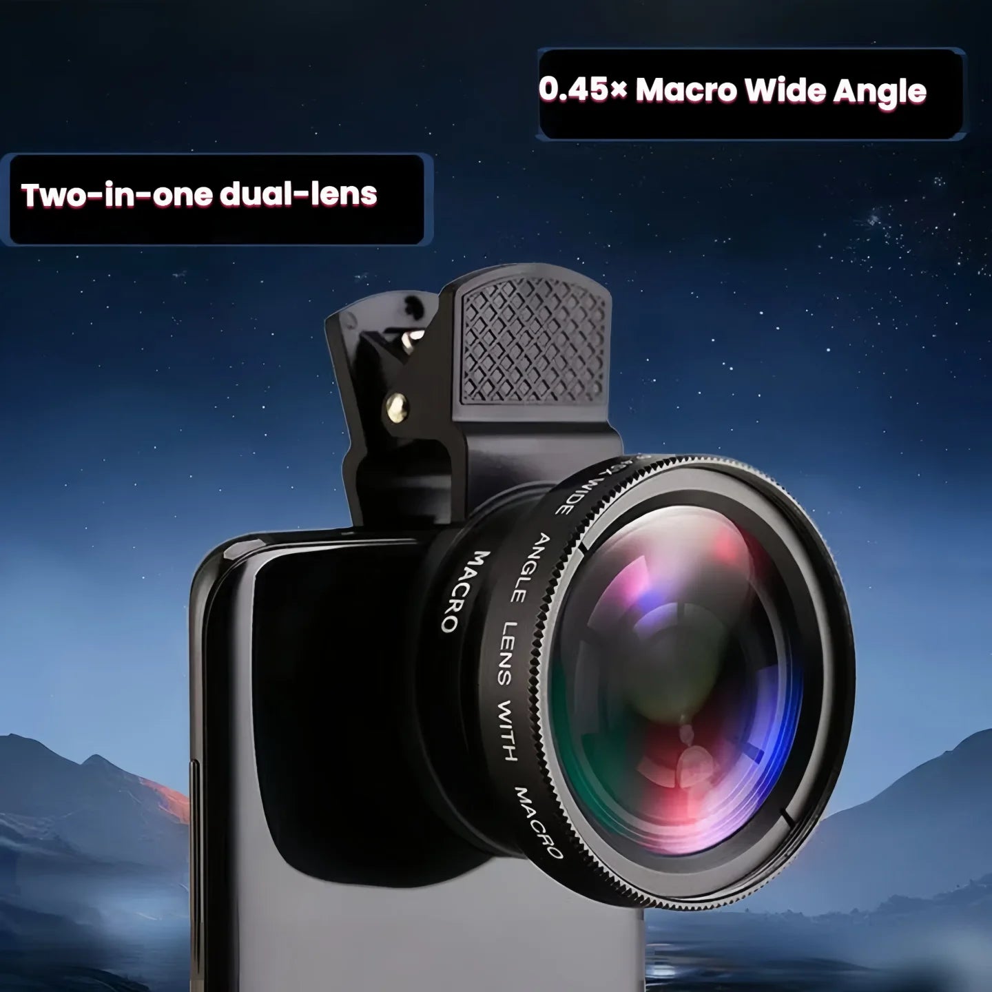 2 In 1 Clip On Phone Lens Kit 37mm 0 45X Super Wide Angle Macro HD Camera Lens for Mobile Phones