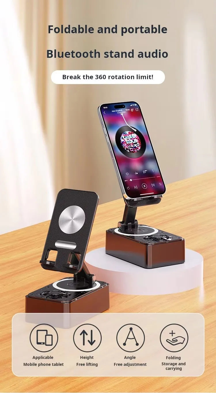 New Cell Phone Holder Stand With Bluetooth Speaker Adjustable Desktop Live Lazy Tablet Bracket Support Portable Wireless Speaker