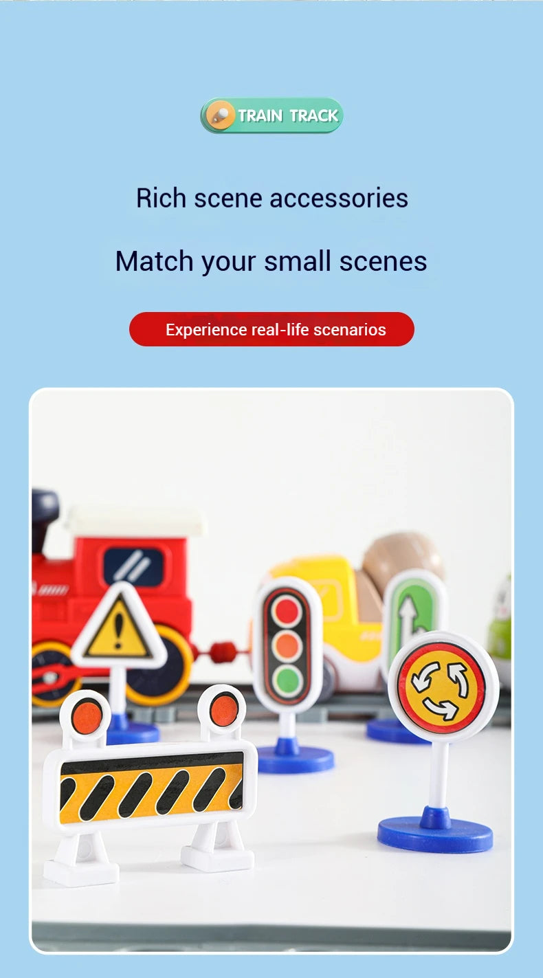 Children Electric Track Train Toy Steam Rail Car with Light&Music Mini Engineering Car Set Kids Puzzle Boy Toys Xmas Gifts