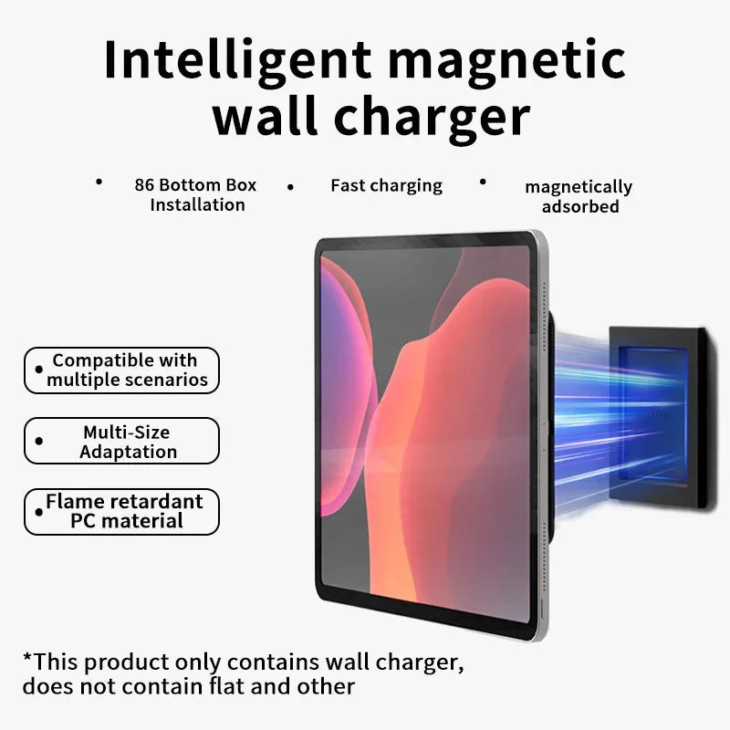 Wall Mounted Tablet Holder Wireless Charger Magnetic Bracket Type-C USBC for Android iPad Home Central Control Panel Accessories
