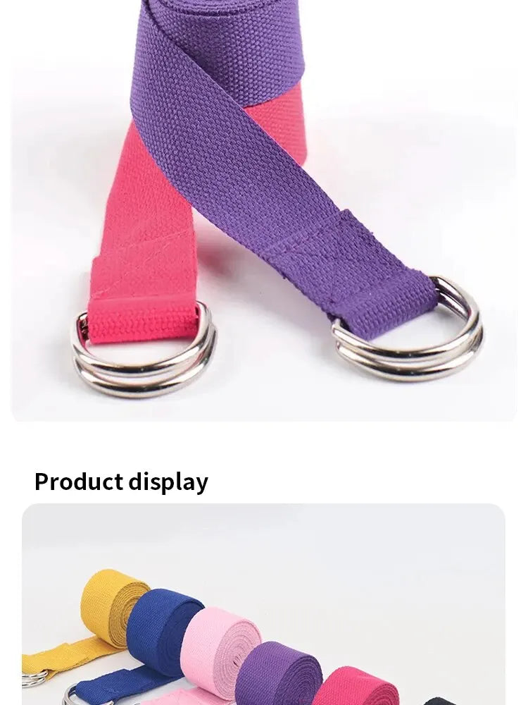 1Pc Yoga Strap For Yoga Pilates Ballet Dance With Adjustable D-Ring Buckle Cotton Yoga Belt For Fitness Daily Stretching
