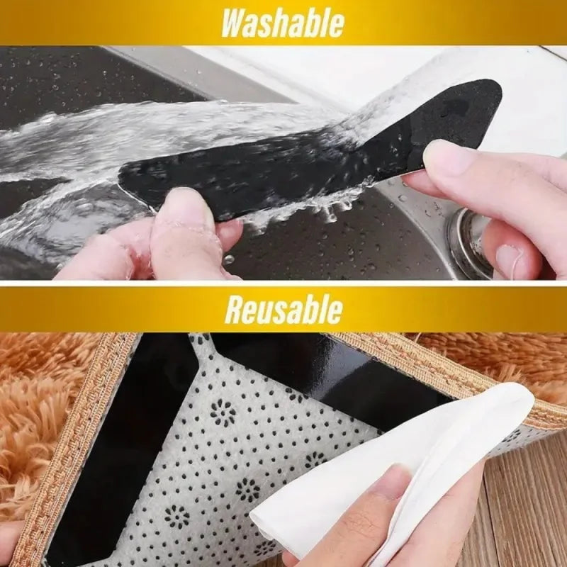 16pcs Carpet Non-slip Sticker Reusable Washable Anti-slip Mat Anti Curling Rug Pads Floor Carpet Corner Clip Fixed Grippers Tape
