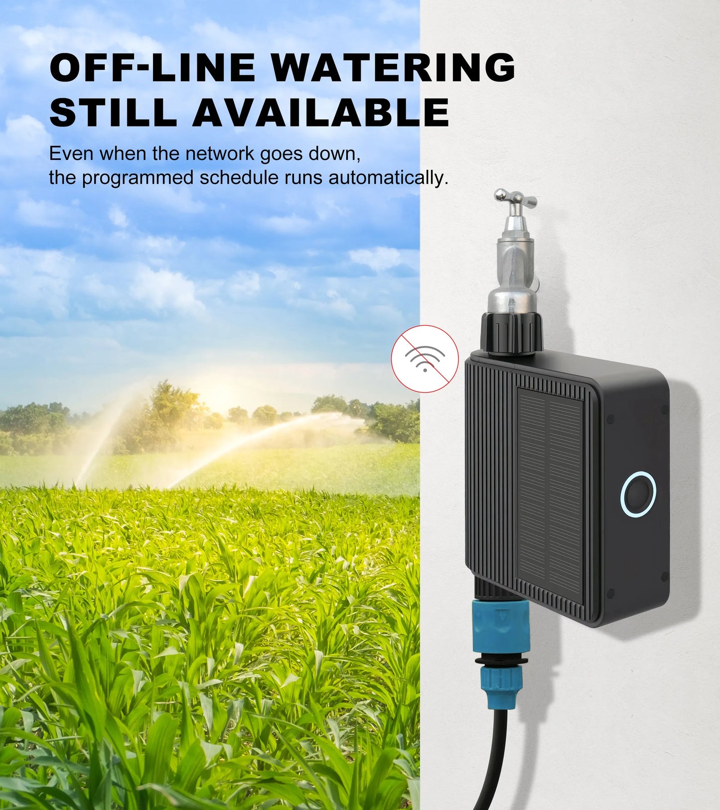 GIRIER Tuya Smart Water Timer Solar Powered Wifi Hose Faucet Timer with Brass Inlet Programmable Sprinkler Timer No Hub Required
