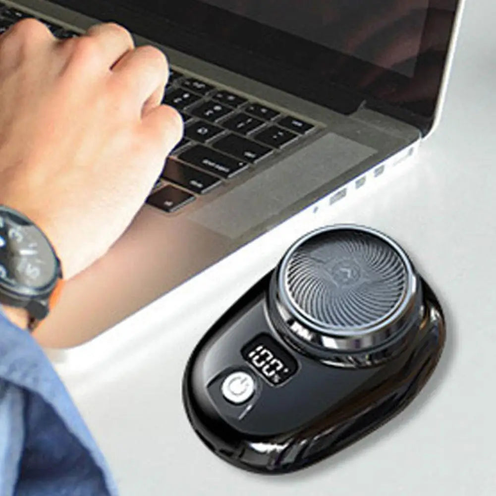 Mini Electric Razor Shaver for Men Vehicle Mounted Shave with Digital Display Cordless Travel Pocket Shaver Face Beard Trimmer