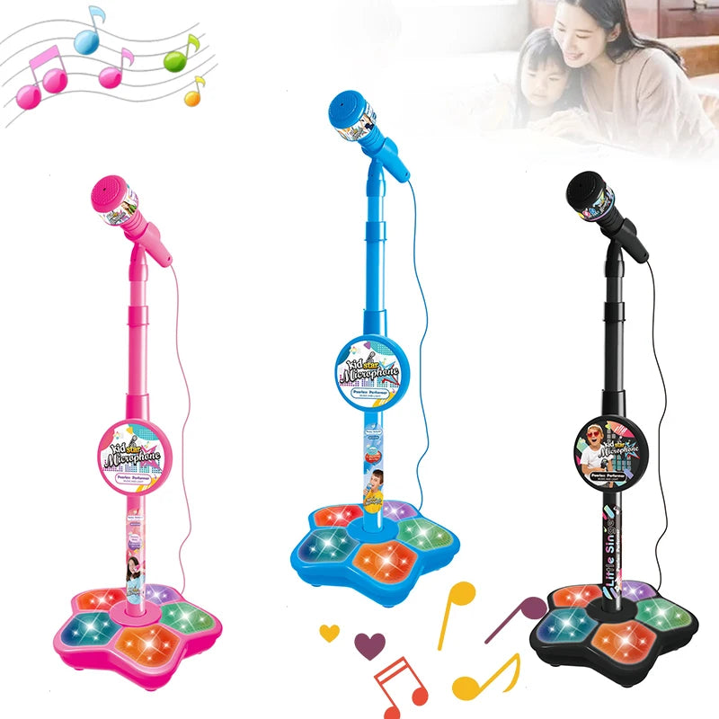 Kids Microphone  With Stand Karaoke Song Music Instrument Toys Brain-Training Educational Toy Birthday Gift For Girl Boy