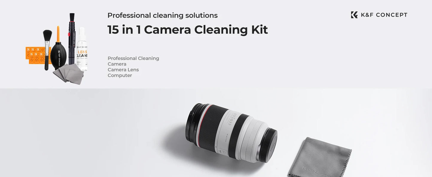 K&F Concept Camera Lens Cleaning Kit with Camera Blower Glasses Wipes Cloth Cleaning Liquid Cleaning Pen for Camera Lens Phone