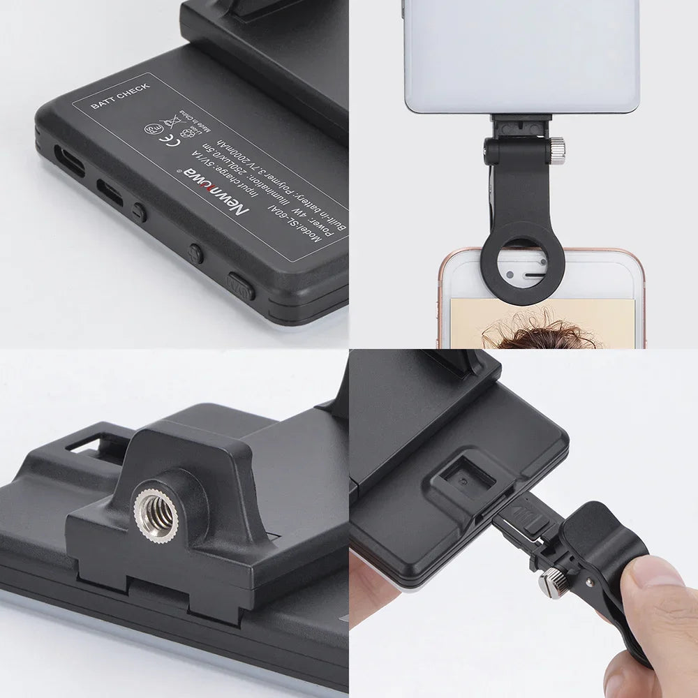 طقم إضاءة LED للهاتف المحمول، مصباح إضاءة للتصوير الفوتوغرافي، مزود بمنفذي شحن USB PD، مناسب للبث المباشر، صور السيلفي، ومؤتمرات الفيديو.