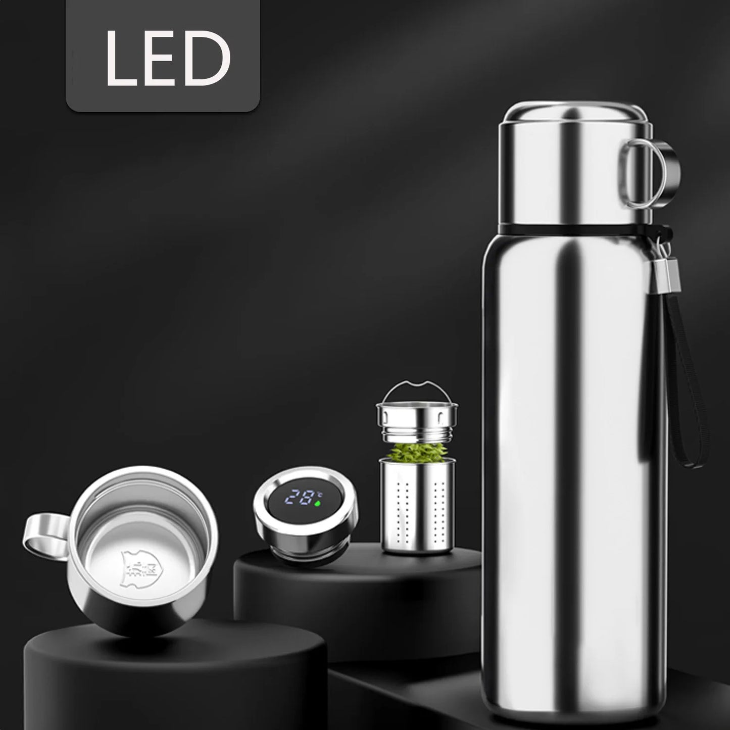 1200ML Smart Thermos Bottle Temperature Display Keep Cold and Hot Water Bottle Thermos for Water Tea Outdoor Sport Water Bottle