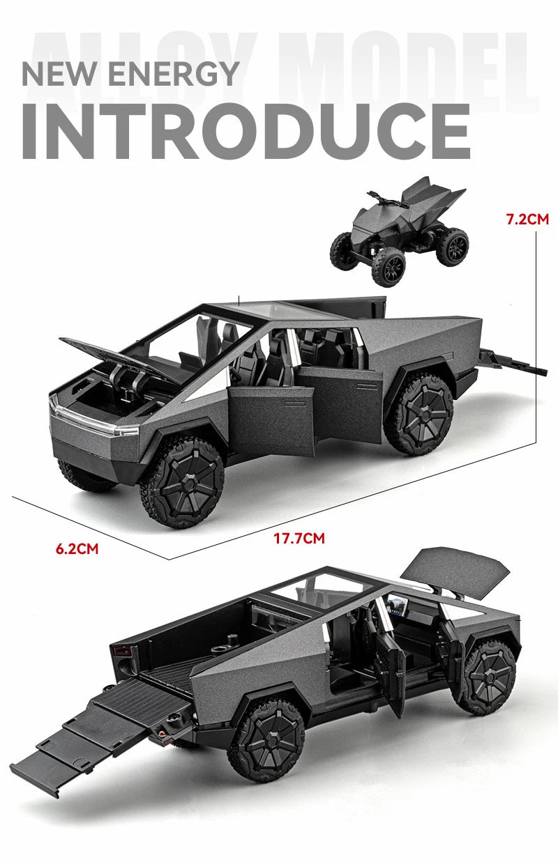 1/32 Cyber toy truck Pickup Alloy Car Truck Model Diecasts Metal Off-road Vehicles Model Simulation Sound Light Kids Toys Gift