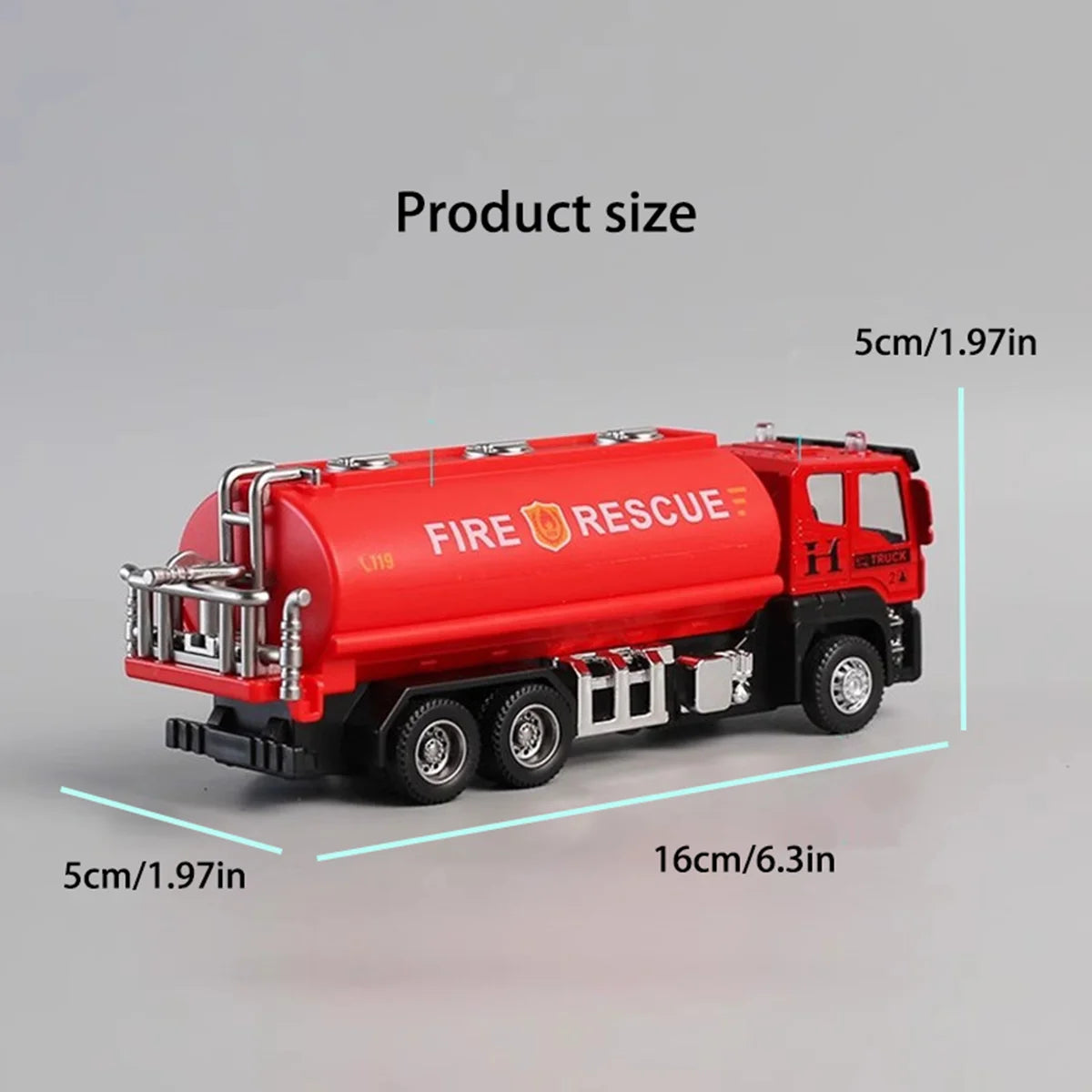 Inertial car toy, alloy head simulation, fire engine, ladder truck, water sprinkler model, boy toy, engineering vehicle toy