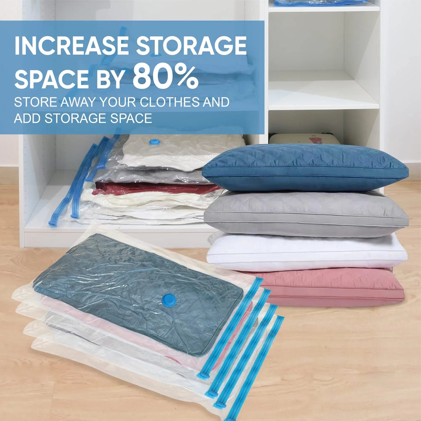 Vacuum Storage Bags, Space Saver Bags Compression for Comforters and Blankets, Sealer Clothes Travel Packing Organizer