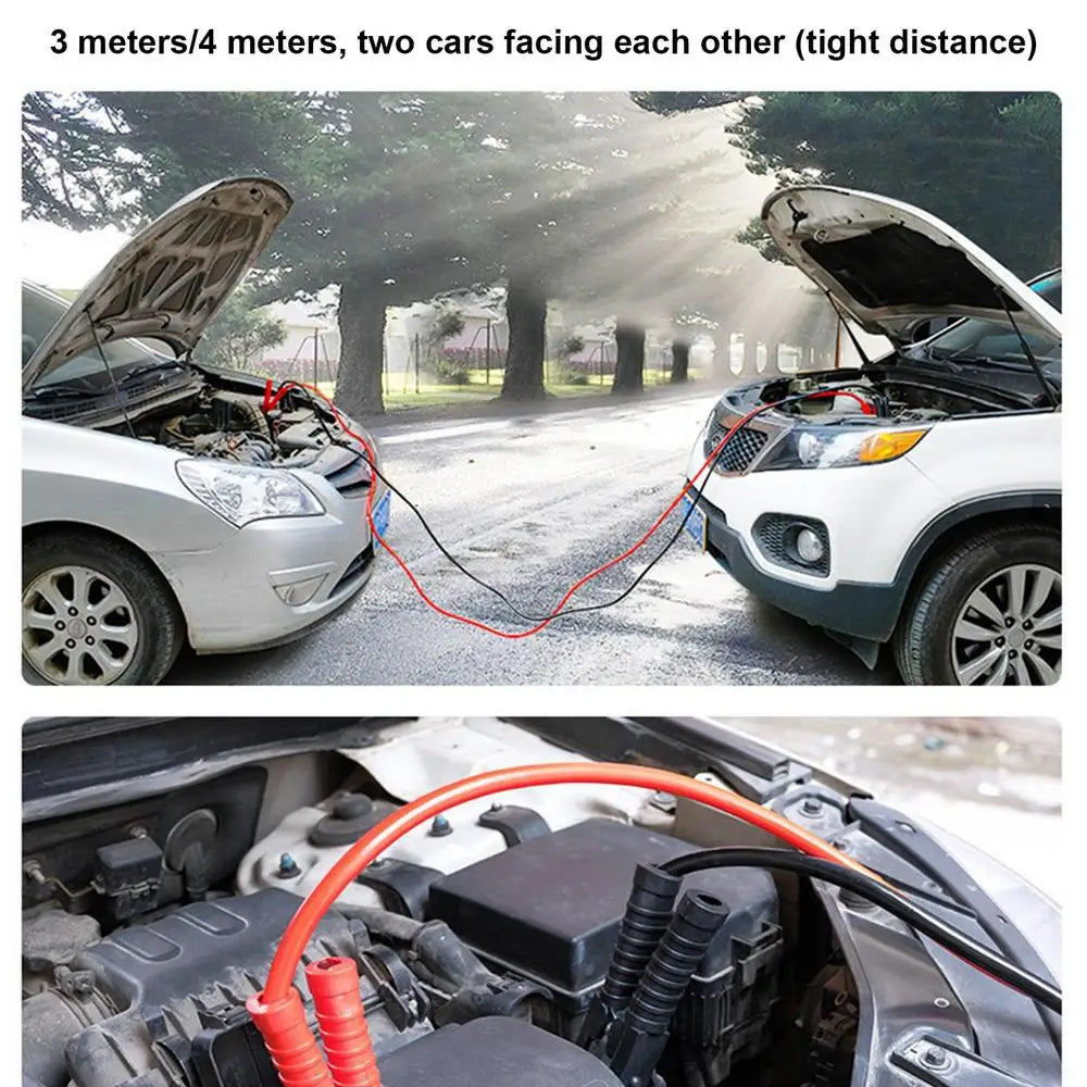 3/4 meters 1500A Car Battery Jump Starter Cable Booster Cable Clamps Emergency Jump Starter Leads Van SUV Double-ended Clips