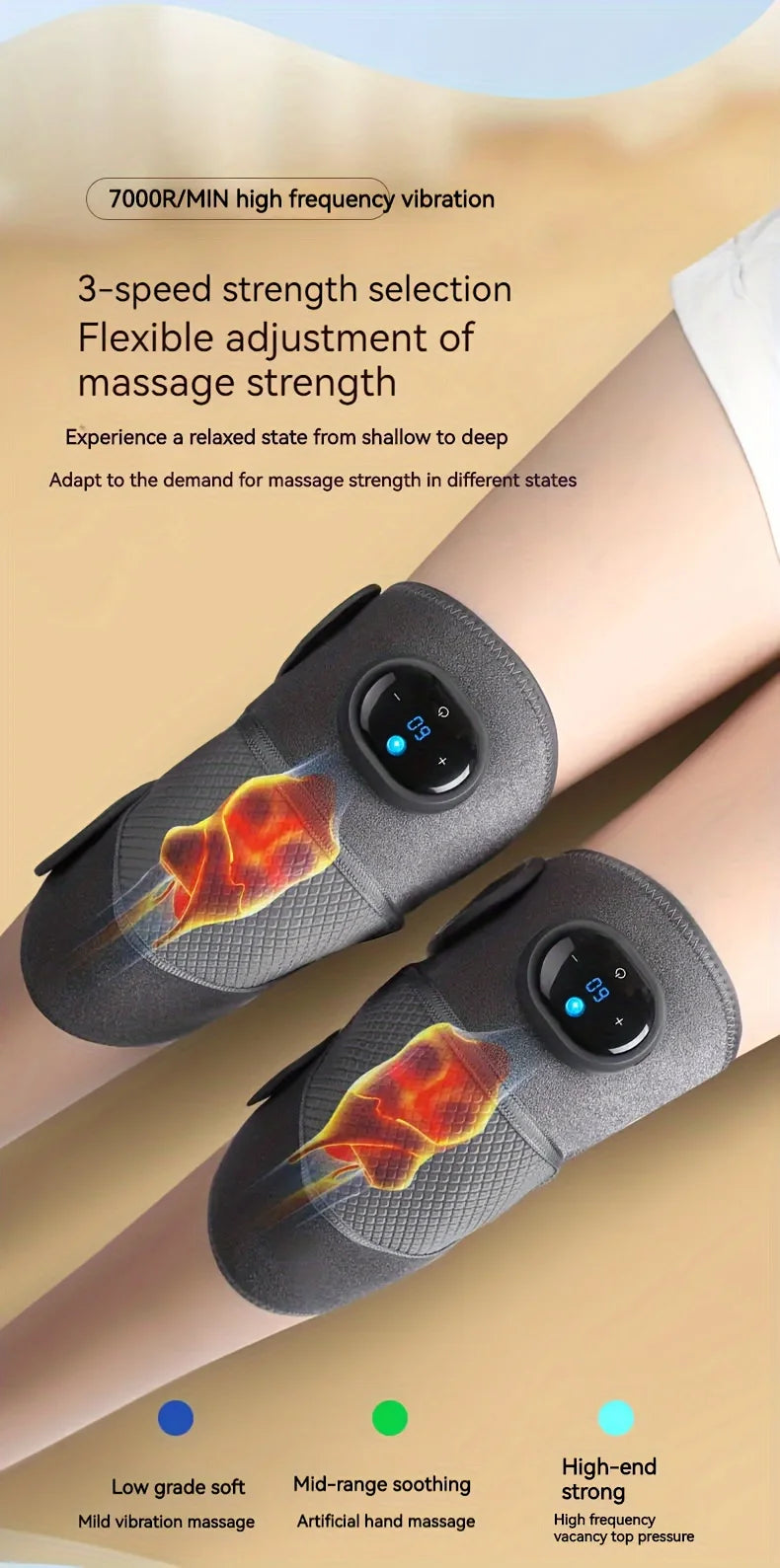 1Pcs/2Pcs Heated Knee Massager, 3-in-1 Heated Knee Elbow Shoulder Support Wrap, Vibrating Knee Heating Pad, 3 Adjustable Vibration and Heating Modes, Heating Pad for Knee Elbow Shoulder Relaxation Leg Warmer (Dual Use)
