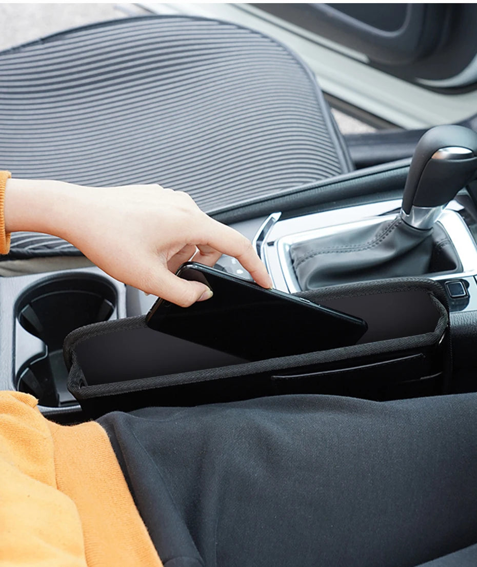 SEAMETAL Car Seats Gap Storage Bag PU Leather Auto Console Side Pocket Universal Car Seat Crevice Storage Box Slit Gap Filler