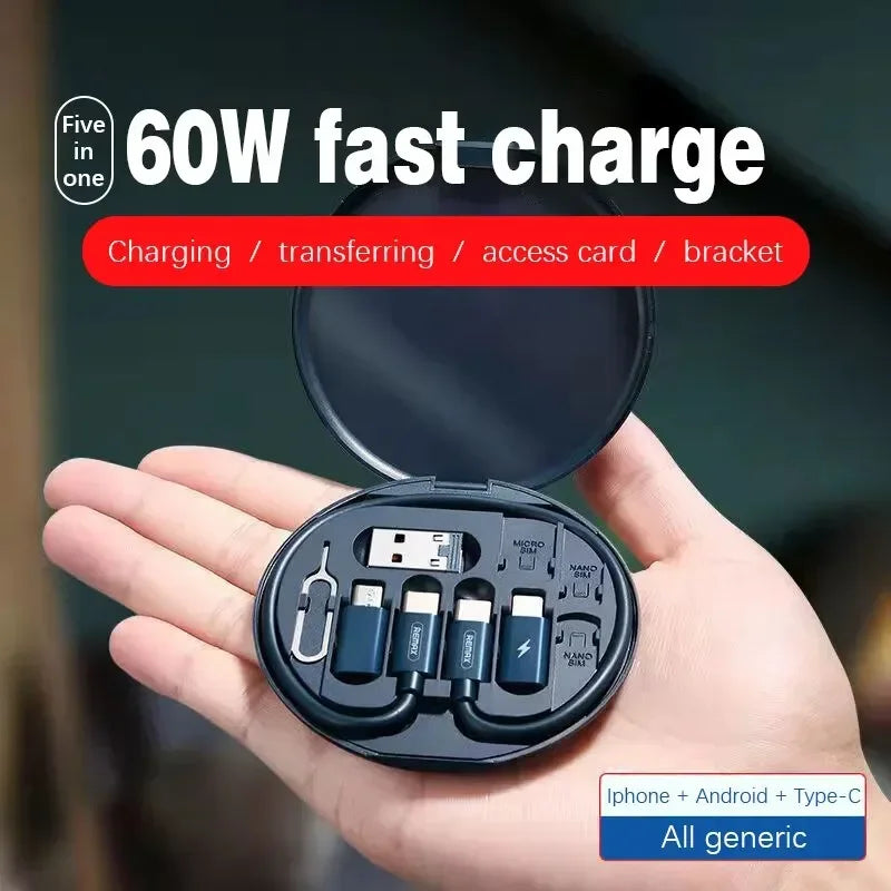 مجموعة كابلات محول شحن متعددة المنافذ USB من النوع C إلى النوع C بقدرة 60 واط، مجموعة تحويل من USB C إلى Lightning، من USB A والنوع C إلى Micro/النوع C/Lightning