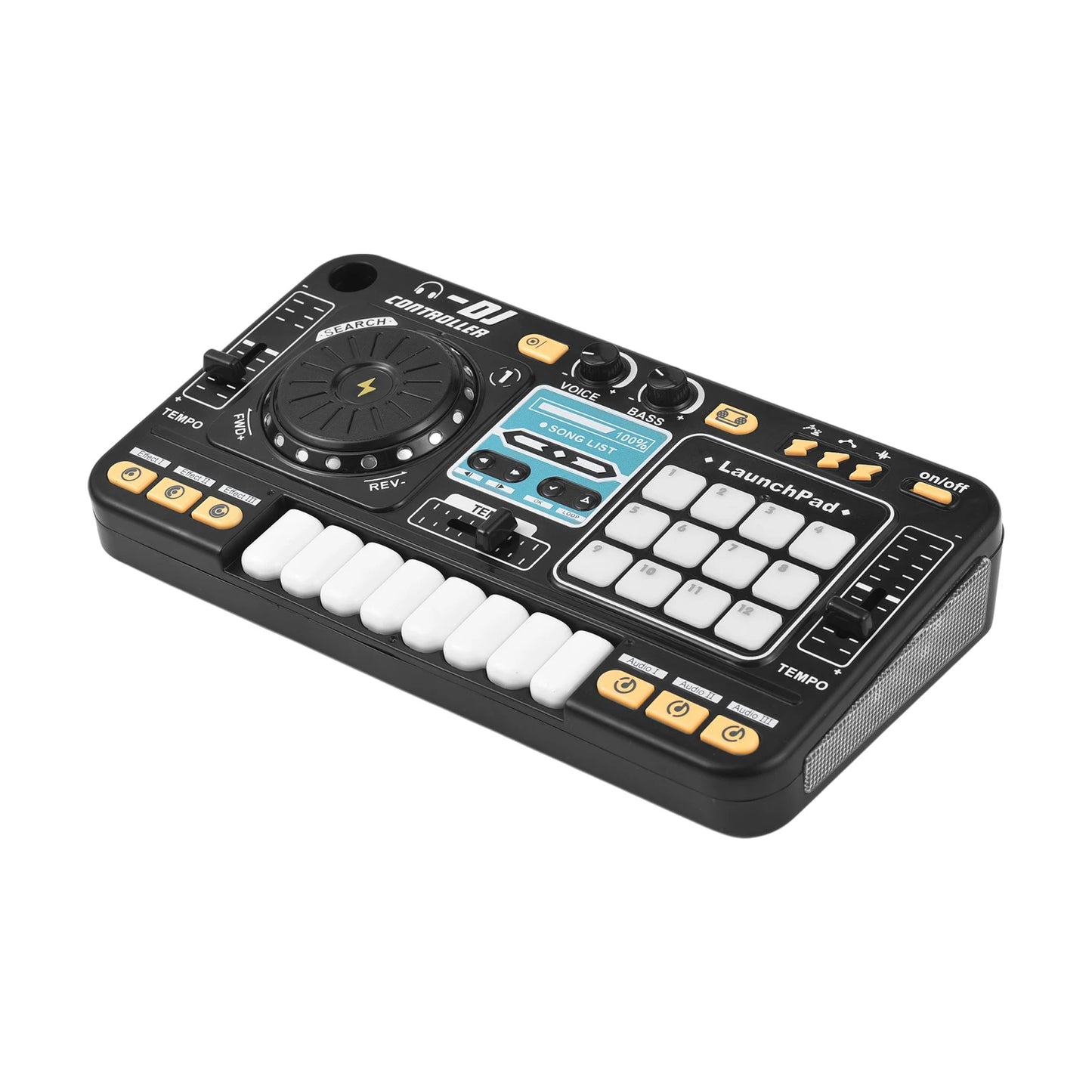 Kid Electricity DJ Mixer with Microphone Electronic Piano Keyboard DJ Turntable Controller Turntable Instrument Kid Birthday Gif