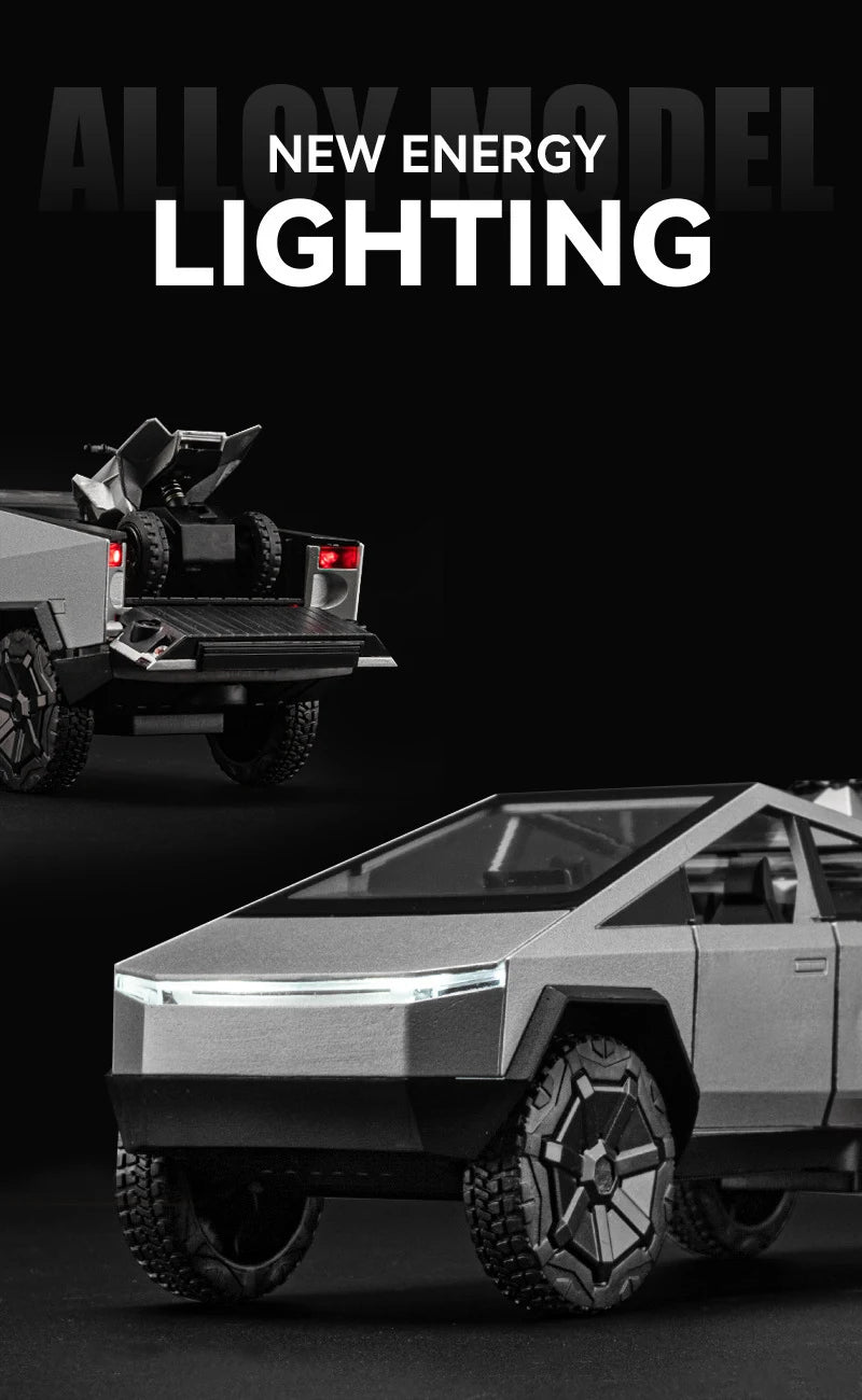 1/32 Cyber toy truck Pickup Alloy Car Truck Model Diecasts Metal Off-road Vehicles Model Simulation Sound Light Kids Toys Gift