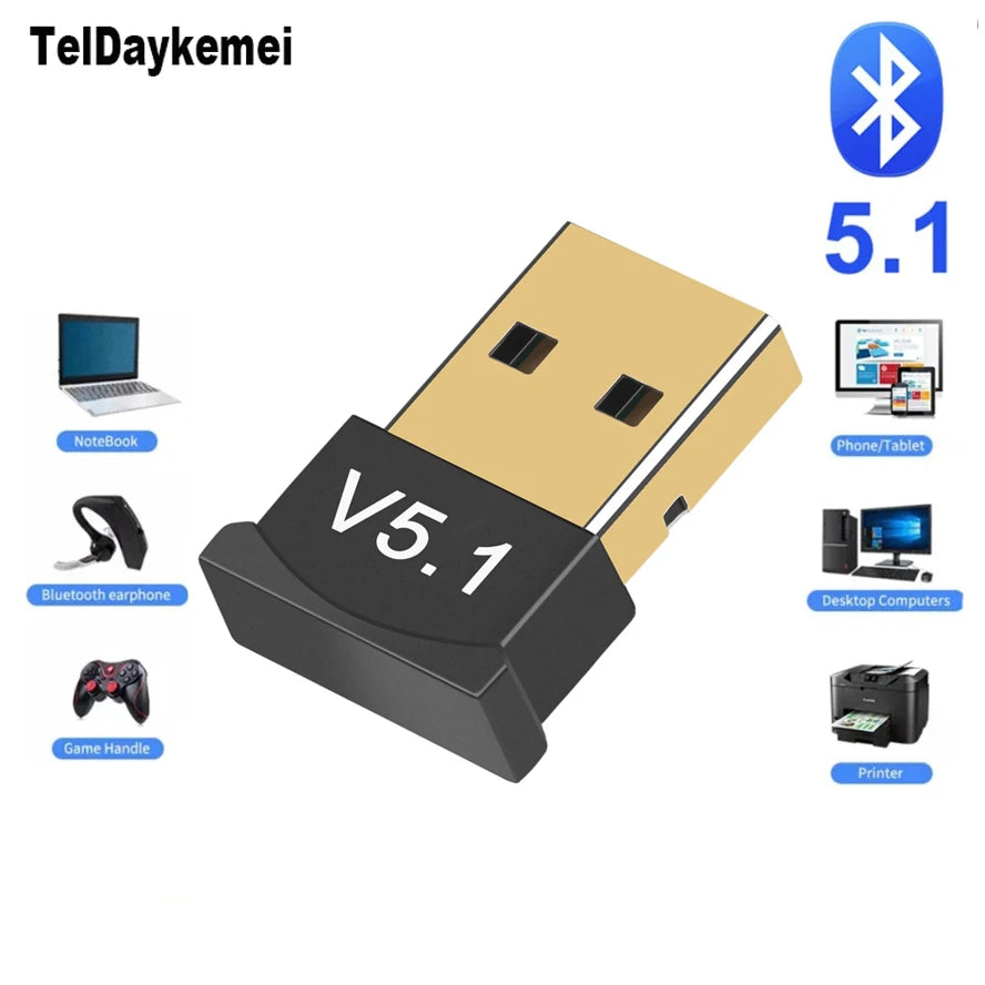 USB Bluetooth 5.1 Adapter Transmitter Receiver Bluetooth Audio Bluetooth Dongle Wireless USB Adapter for Computer PC Laptop