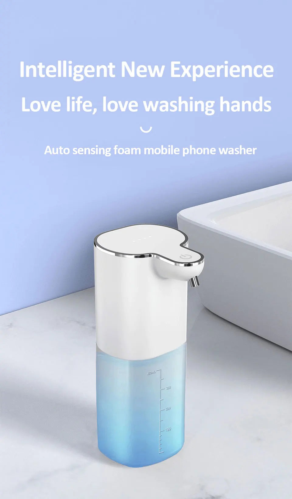 Automatic Soap Dispenser ouchless Foaming Soap Dispenser 400ml USB Rechargeable Electric 4 Level Adjustable Foam Soap Dispenser