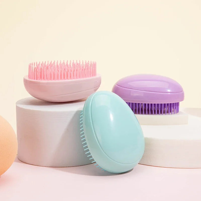 Mini Egg Round Shape Hairbrush Small Scalp Massage Comb Soft Portable Hair Brush Wet Dry Detangling Hairdressing Comb for Travel
