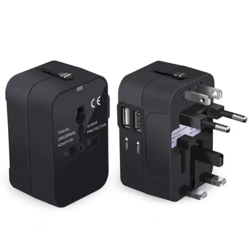Foldable All-in-One Universal Travel Adapter EU UK US AU Power Charger Adapter Outlet Converter Socket with Dual USB 2.1a Port
