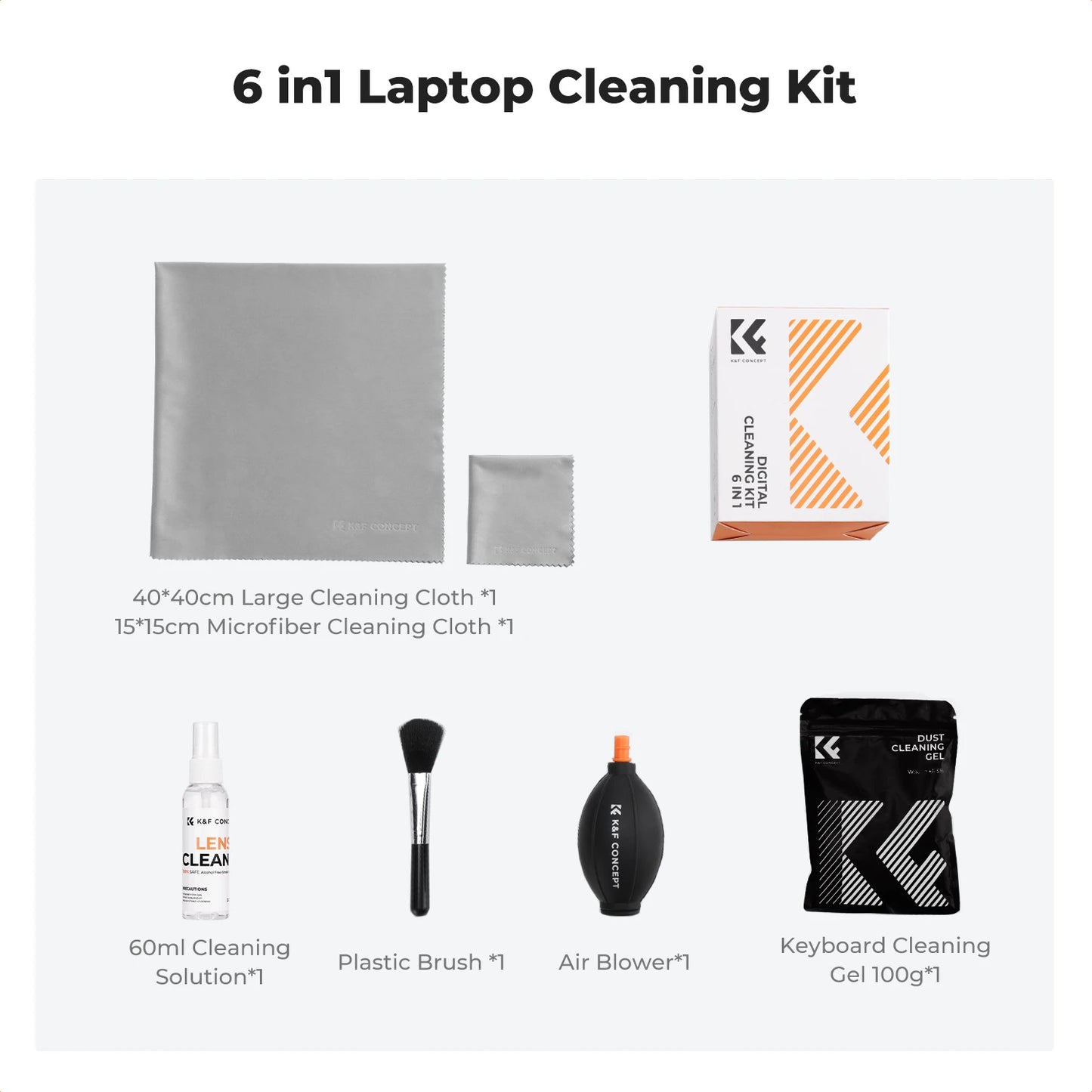 K&F Concept Camera Lens Cleaning Kit with Camera Blower Glasses Wipes Cloth Cleaning Liquid Cleaning Pen for Camera Lens Phone