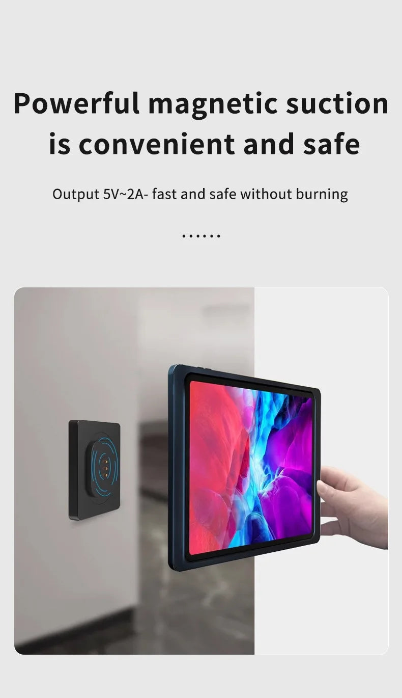 Wall Mounted Tablet Holder Wireless Charger Magnetic Bracket Type-C USBC for Android iPad Home Central Control Panel Accessories