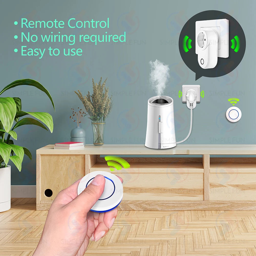 Wireless Remote Control Socket 220V 110V EU FR Smart Plug,50m Control Range,Power Outlet 15A for Home Appliance Light Fan
